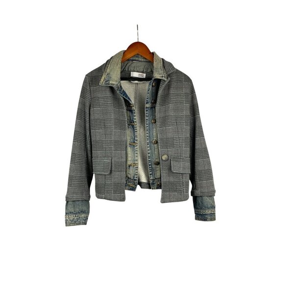 Amici Womens Double-Layer Plaid & Denim Jacket M - Picture 1 of 5